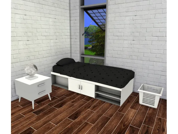 Alpha Minimal Single Bedroom Set by simmerkatex - The Sims 4 custom content