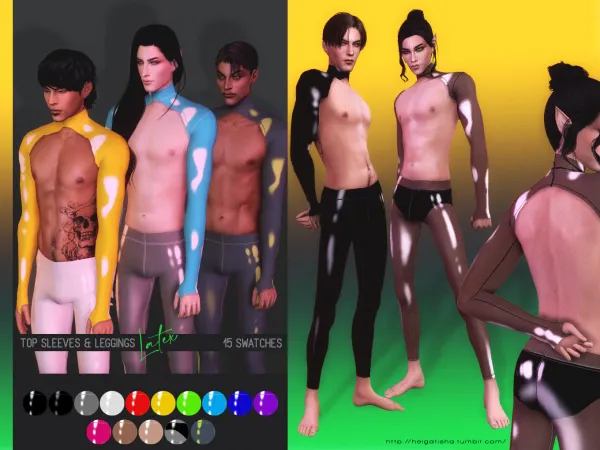 Mix Latex set_top sleeves leggings by helgatisha - The Sims 4 Custom Content