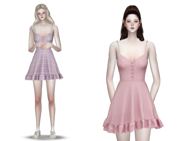 Maxis Match Frill flare onepiece see through basic cardigan set by simsfinds - The Sims 4 Custom Content