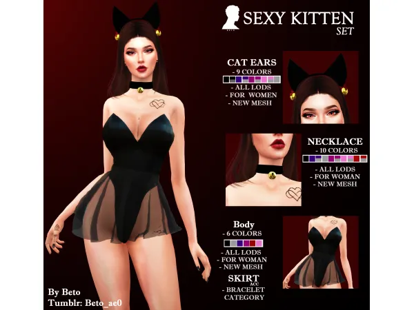 Alpha Sexy Kitten SET by Beto - The Sims 4 Custom Content