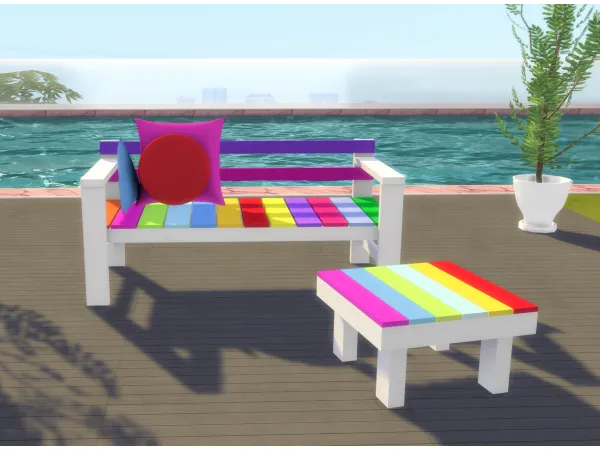 Maxis Match Kids Rainbow Garden Furniture by simmerkatex - The Sims 4 custom content