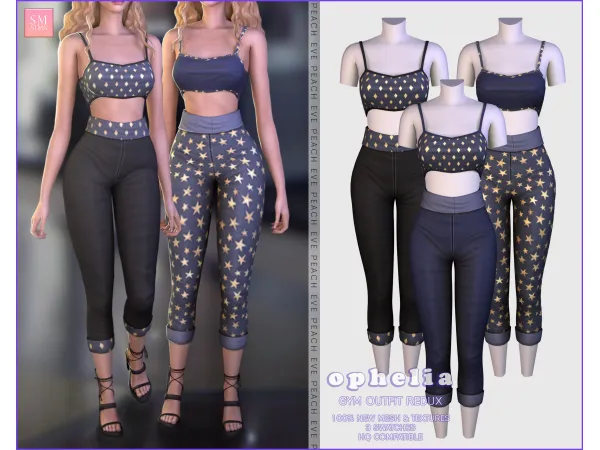 Alpha Peach Ophelia Gym Outfit Redux by SM Sims - The Sims 4 Custom Content