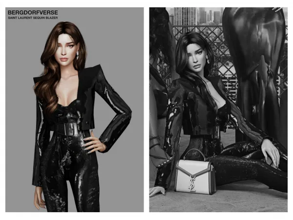 Alpha Saint Laurent Sequin Blazer - The Sims 4 Custom Content