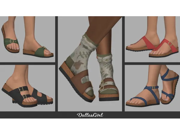 Mix Birkenstocks Collection by DallasGirl - The Sims 4 Custom Content