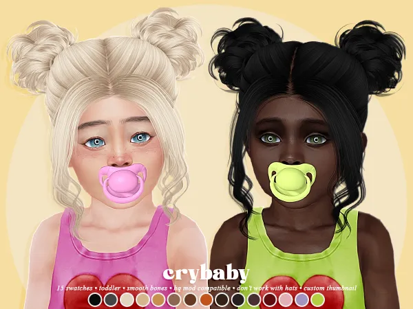Alpha crybaby n62 hair (s club) toddler f - The Sims 4 Custom Content