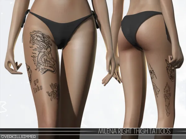 Mix Milena right thigh tattoos - The Sims 4 Custom Content