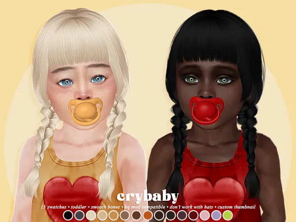Alpha crybaby n52 hair (s club) toddler f - The Sims 4 Custom Content