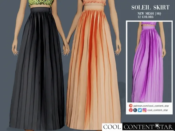 Alpha Long Soleil Skirt - The Sims 4 Custom Content