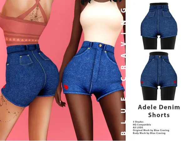 Alpha Adele Denim Shorts by Blue Craving - The Sims 4 Custom Content