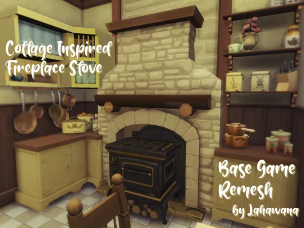 Maxis Match Cottage Inspired Fireplace Stove by Lahawana by Lahawana - The Sims 4 Custom Content