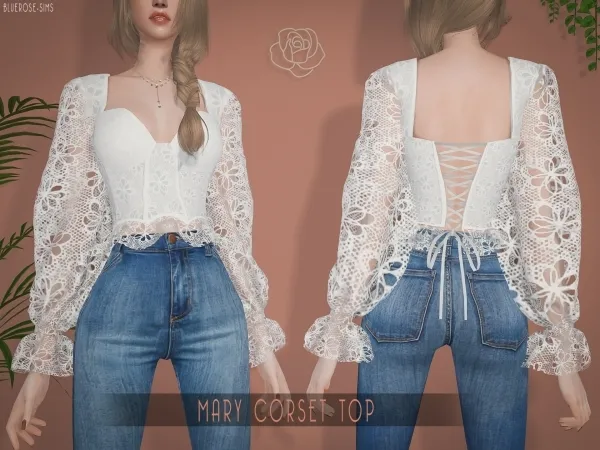 Alpha Mary Corset Top BRsims by bluerose-sims - The Sims 4 Custom Content