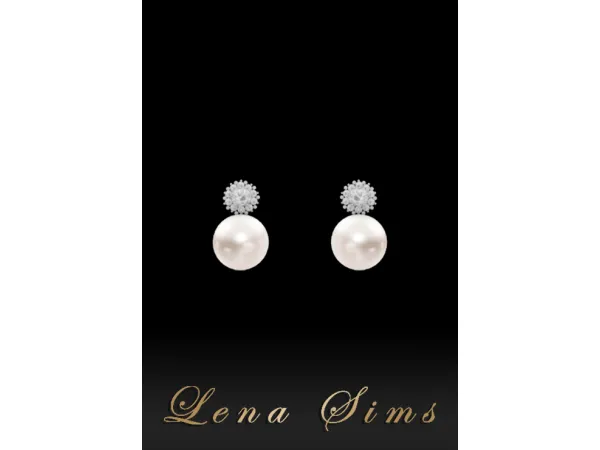Alpha [Lena Sims] Pearl Crystal Earring by simsfinds - The Sims 4 Custom Content