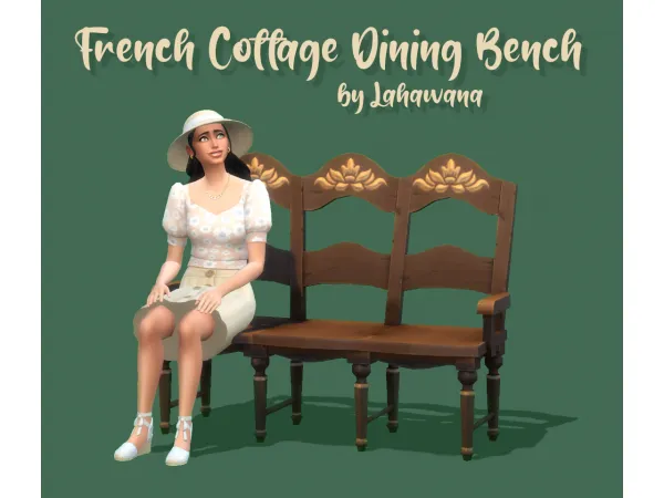Maxis Match French Cottage Dining Bench by Lahawana by Lahawana - The Sims 4 Custom Content