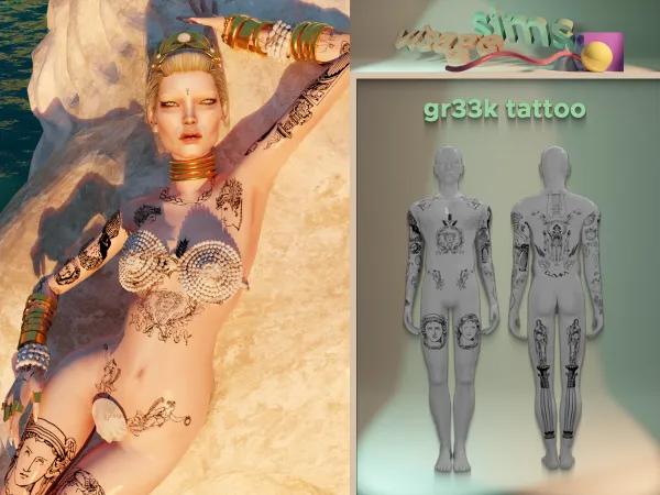 Mix gr33k tattoo by v1s4g3 - The Sims 4 Custom Content
