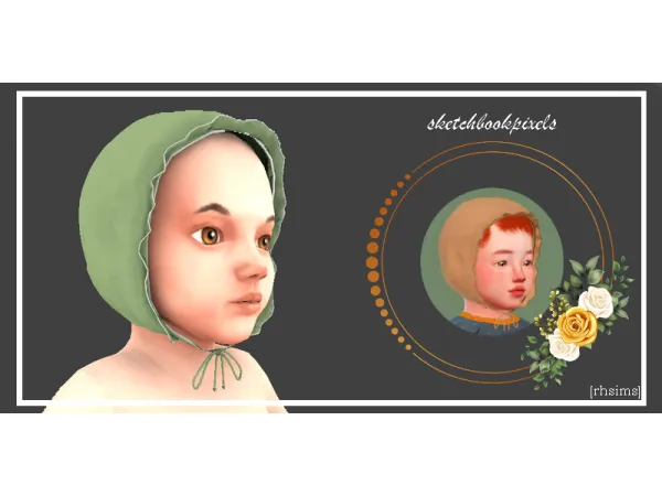 Maxis Match [rhsims] sketchbookpixels Annie lace tied bonnet - The Sims 4 Custom Content