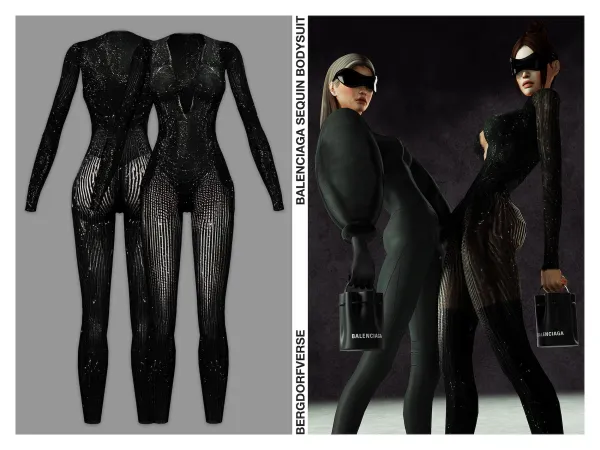 Alpha Balenciaga Sequin Bodysuit - The Sims 4 Custom Content