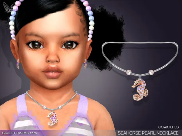 Alpha SEAHORSE PEARL NECKLACE FOR TODDLERS - The Sims 4 Custom Content