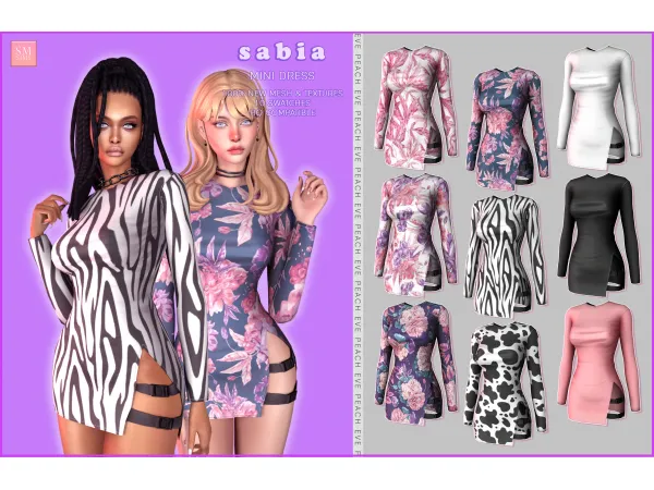 Alpha PEACH Sabia Mini Dress by SM Sims - The Sims 4 Custom Content