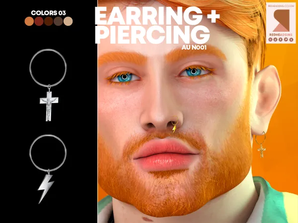 Alpha AU EARRING PIERCING N001 - The Sims 4 Custom Content