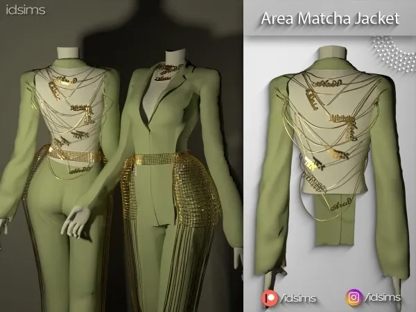 Alpha Area Matcha Name Jacket - The Sims 4 Custom Content