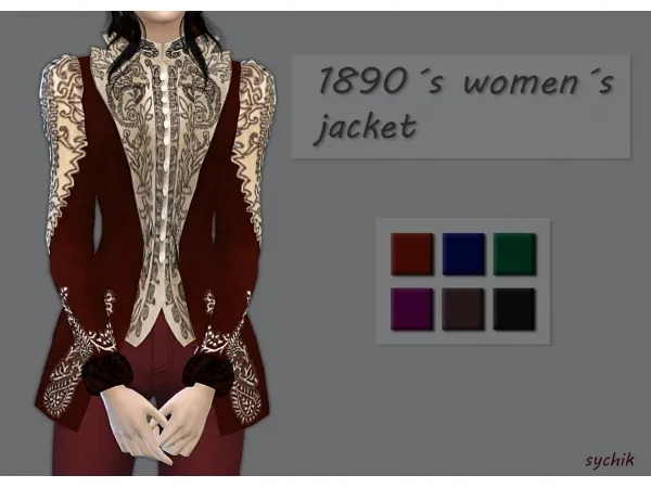 Alpha [sychik] 1890 embroidery jacket - The Sims 4 Custom Content