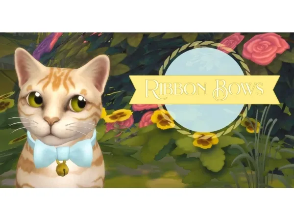 Maxis Match ribbon bows bow tie cat collar by forgottengrotto - The Sims 4 Custom Content