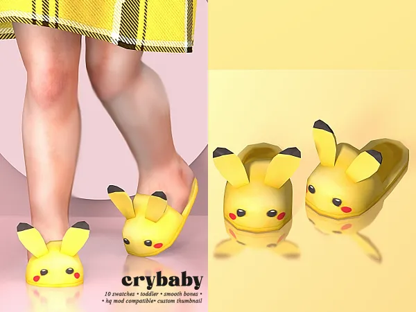 Mix crybaby pikachu slipper (gloomfish) - The Sims 4 Custom Content