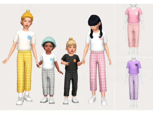 Maxis Match smiley gingham set by casteru - The Sims 4 Custom Content