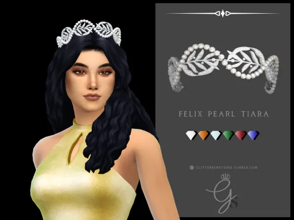 Mix Felix Pearl Tiara by Glitterberry Sims - The Sims 4 Custom Content