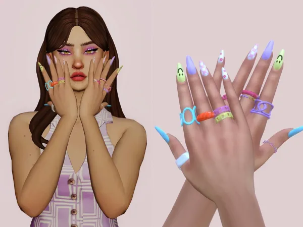 Mix Mismatched Nails by kissyck - The Sims 4 Custom Content
