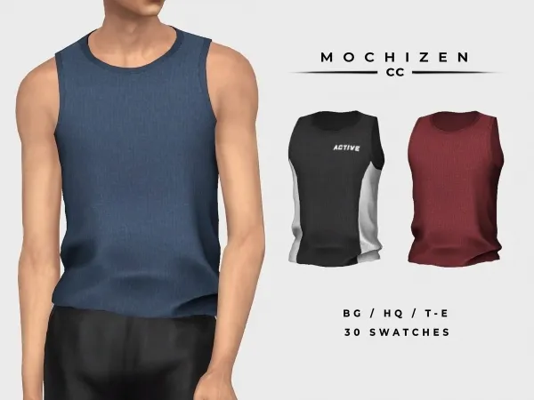 Alpha Mochizen Tank Top Male by mochizen-cc - The Sims 4 custom content