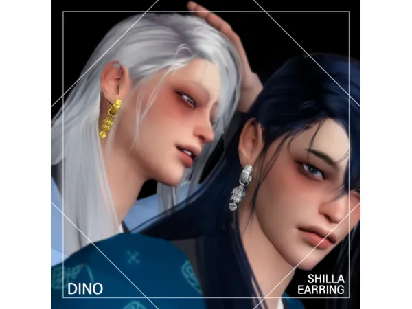 Alpha [DINO] Shilla Gold Earring - The Sims 4 Custom Content