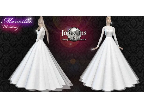 Alpha Manestia Robe de mariée by jomsimscreations - The Sims 4 Custom Content