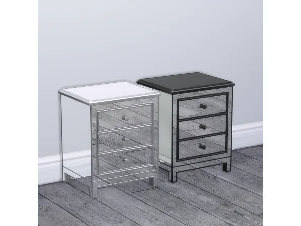 Mix Luxe Mirrored Side Table Dresser by PlatinumLuxeSims - The Sims 4 Custom Content