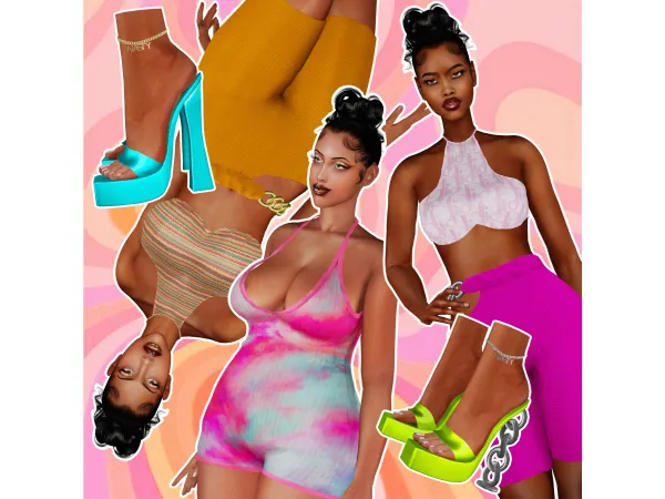 Alpha Link Top Link Shorts Chill Romper Link Heels v1 v2 by Body by Vasquez - The Sims 4 Custom Content