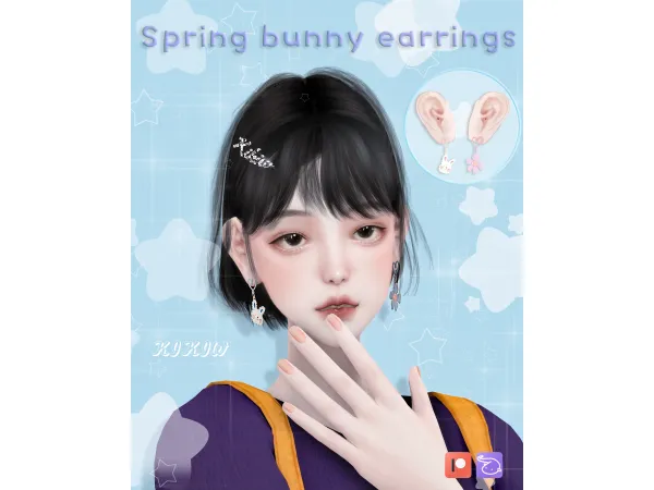 Alpha [KIKIW]Spring bunny earrings by KIKIW - The Sims 4 Custom Content