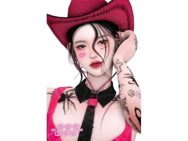 Alpha 333The cowboy hatfemale by san33sims - The Sims 4 Custom Content