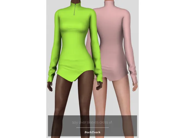 Alpha Soy Over Sleeves Dress V1 V2 by BackTrack - The Sims 4 Custom Content