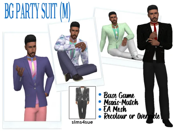 Maxis Match BG PARTY SUIT (M) - The Sims 4 Custom Content