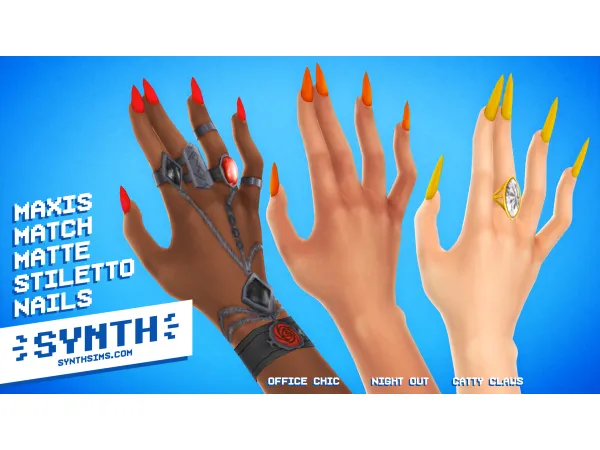 Maxis Match MAXIS MATCH MATTE STILETTO NAILS custom content download by SYNTHsims - The Sims 4 Custom Content