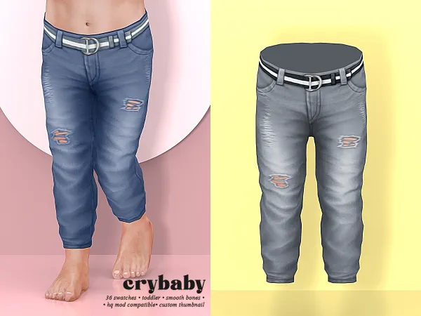 Mix crybaby mom jeans pants (rusty) toddler f - The Sims 4 Custom Content