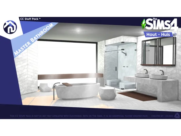 Maxis Match Hout Huis Part 3 (Master Bathroom) by Cicada - The Sims 4 Custom Content