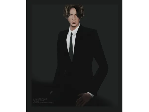 Alpha Slim Fit Suit Jacket le by black - The Sims 4 Custom Content