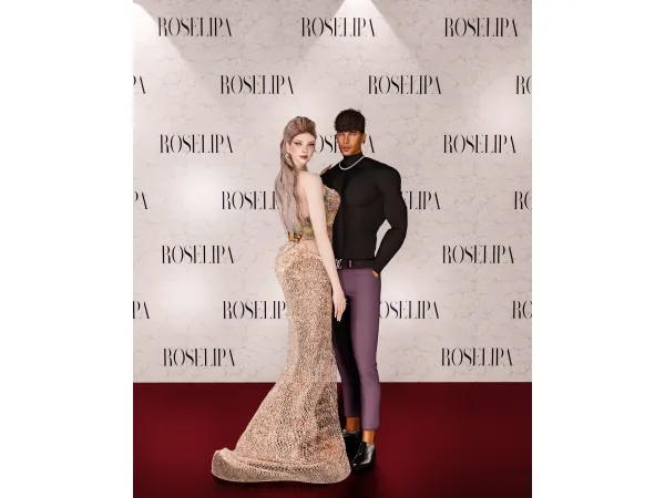 Mix [ROSELIPA] COUPLE RED CARPET THANK GIFT 3000 FOLLOWERS by ROSELIPA - The Sims 4 Custom Content