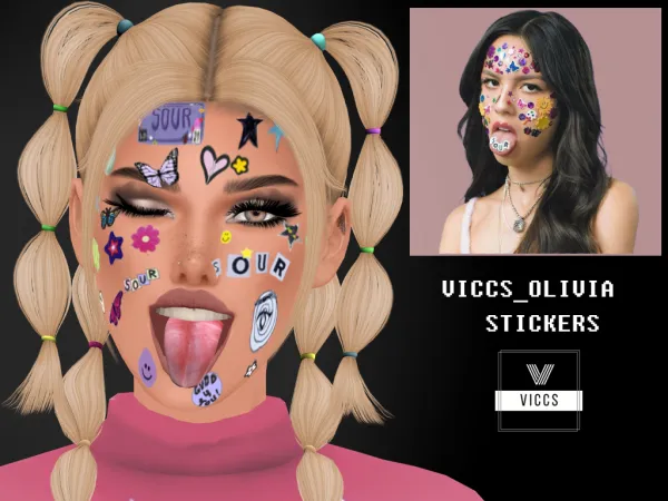 Alpha VICCS_OLIVIA FACE STICKERS - The Sims 4 Custom Content
