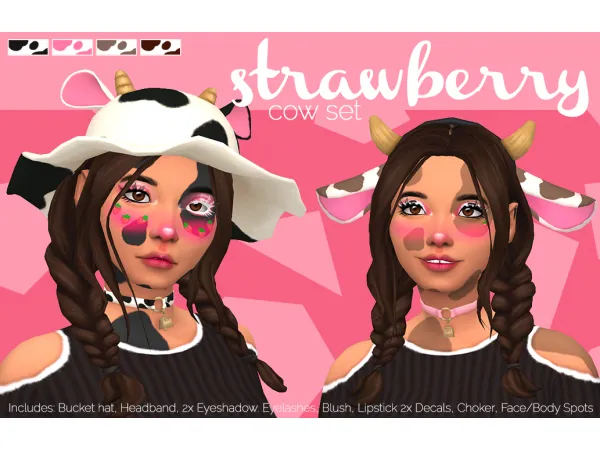 Maxis Match Strawberry Cow Set by Bellassims - The Sims 4 Custom Content