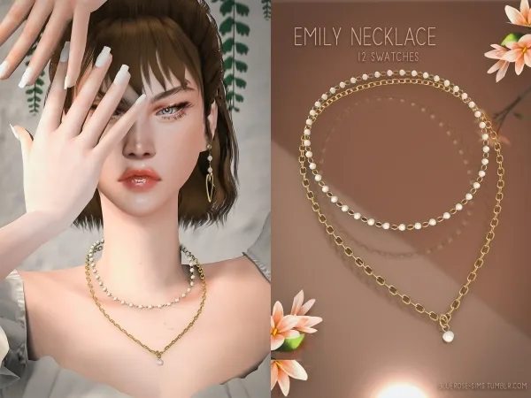 Alpha Emily Necklace BRsims by bluerose-sims - The Sims 4 custom content