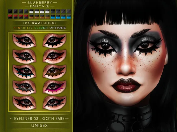 Mix Eyeliner 03 Goth Babe (unisex) Blahberry Pancake - The Sims 4 Custom Content