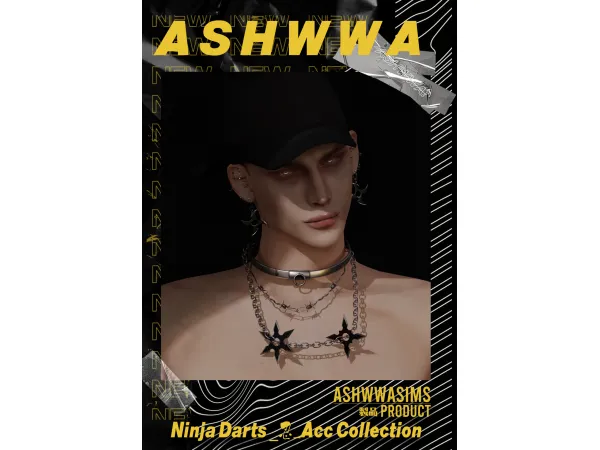 Alpha ASHwwa_Ninja Darts_忍 _AccSet by ASHwwa - The Sims 4 Custom Content