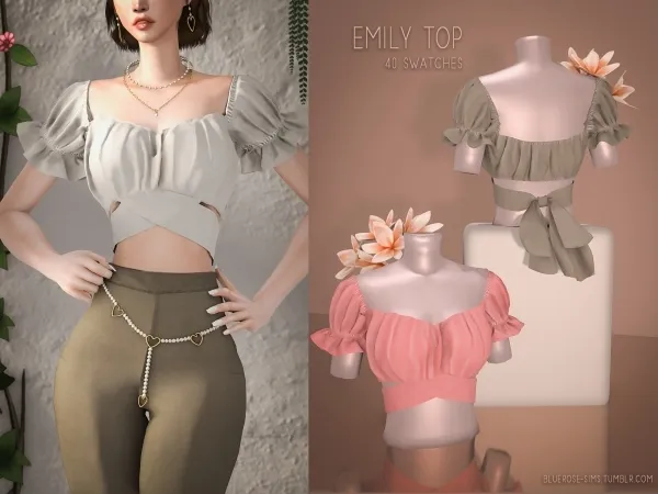 Alpha Emily Top Brsims by bluerose-sims - The Sims 4 custom content
